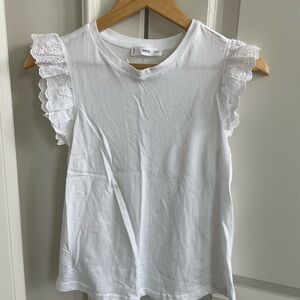 Woman’s Mango White Eyelet Sleeve Top